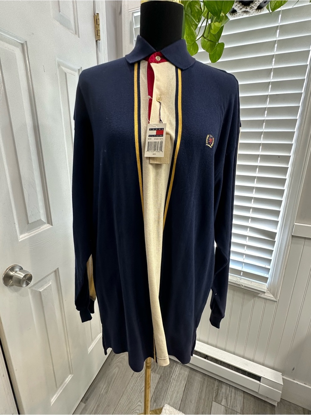 vintage 90s deadstock Tommy Hilfiger long-sleeve polo sweater / knit rugby shirt